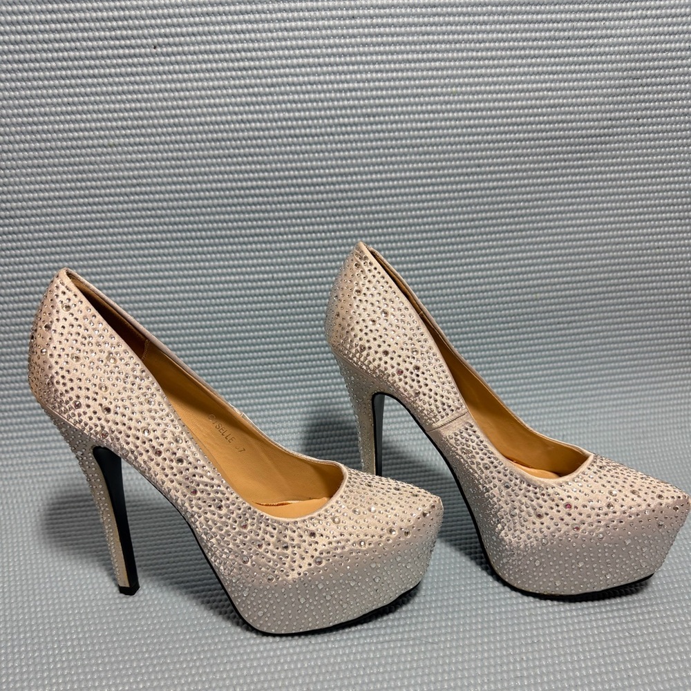 Elegant Silver Rhinestone Heels